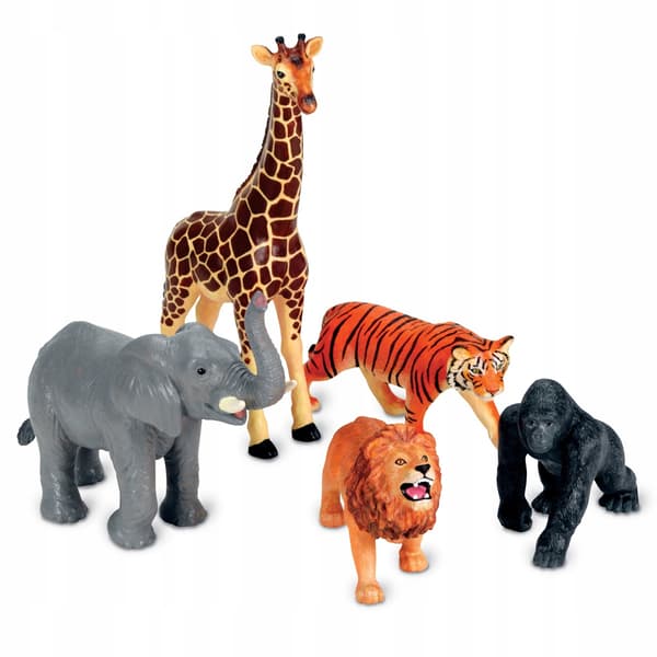 Learning Resources Set of 5 Small Figures: Giraffe, Elephant, Lion, Tiger