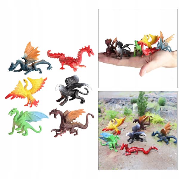 Set of 6: Simulation Plastic Dinosaur Model Action Figure Dinosaur Statues