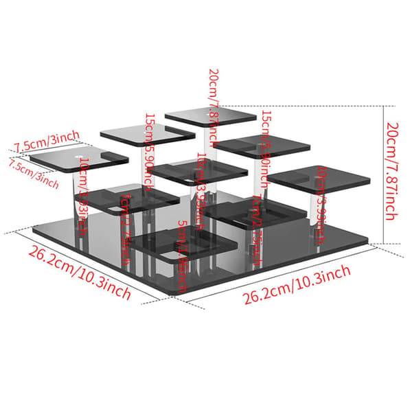 Acrylic display stand – Organiser shelf for perfume figurines – Black