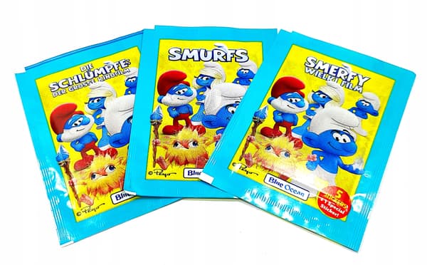 FIM SMURFS STICKERS. 9 PACKETS / 54 STICKERS