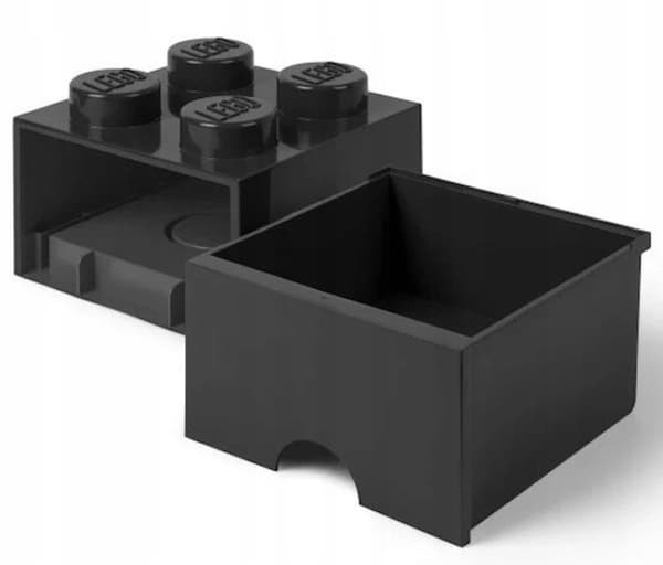 LEGO Container with Drawer – 4 Bricks, 2x2 Container, Large Black Box