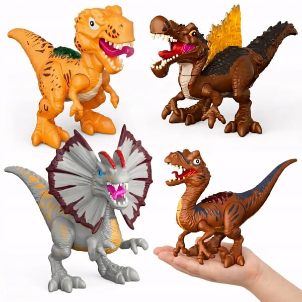 Dinosaur Figures – Set of 4. Articulated Joints for Assembly