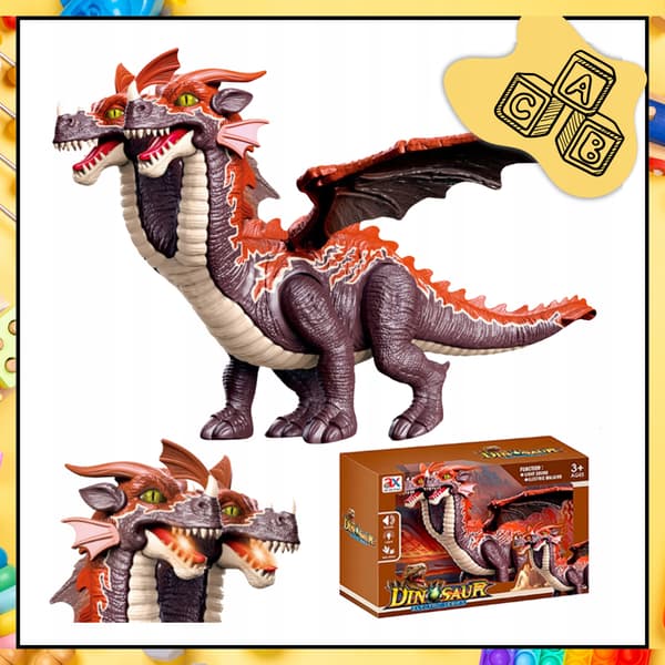 Two-Headed Pterodactyl Dinosaur – Interactive, with Moving Wings, Legs and Tail