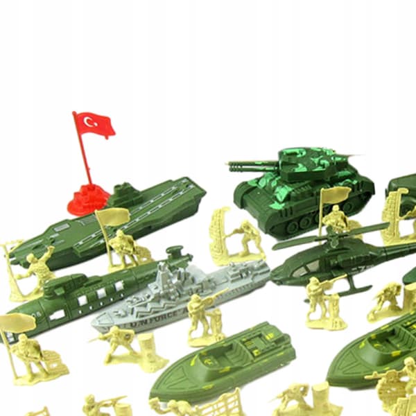 52-piece Solider Figures Set with Accessories – Mini Pretend Play Diorama A