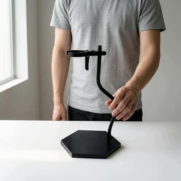 Action figure display stand with a hexagonal base