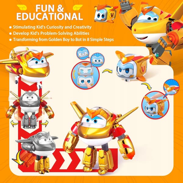 Super Wings EU770441 Golden Boy & Pet Transformable Figure