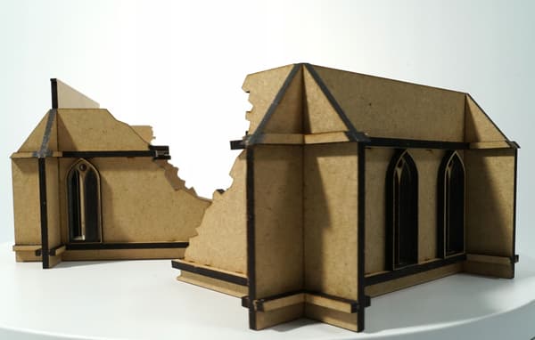 Wargaming Complex MDF Model: Gothic Terrain Works – Ruined Chapel Bunker