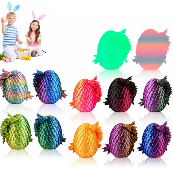 MAGICAL DRAGON EGGS – 12-PIECE SET, 3D-PRINTED WITH A DRAGON, MOVABLE JOINTS, TOY