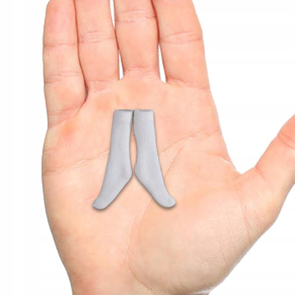 Miniature socks for 1/12 scale action figures, a doll accessory, retro white