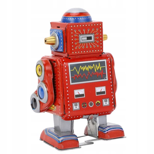 Vintage wind-up robot, handmade retro wind-up robot toy