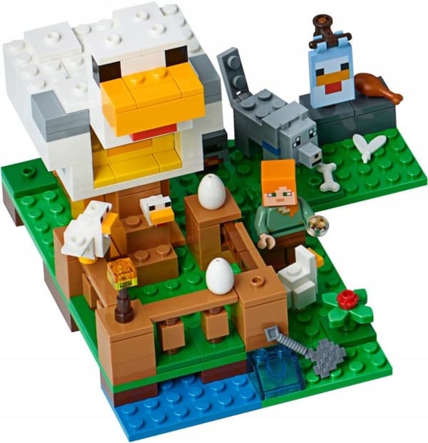 LEGO MINECRAFT 21140 Chicken Coop, Alex, Wolf, Chicken, Farm, Eggs, Axe
