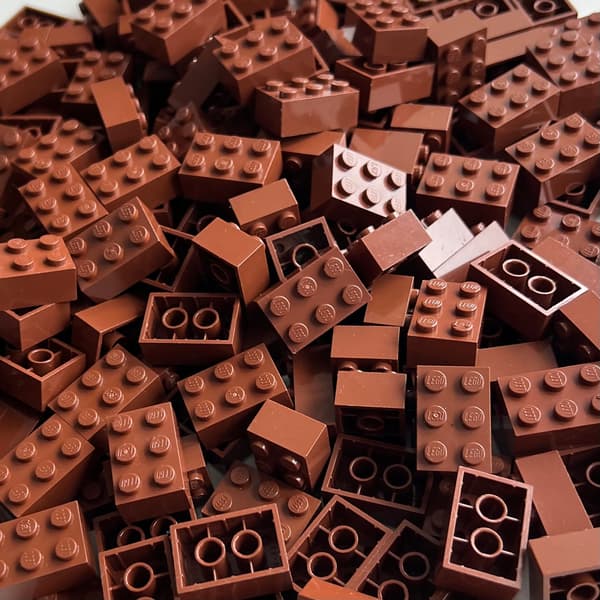 LEGO 2x3 brown bricks, 100 pieces, 3002 REDDISH BROWN brick