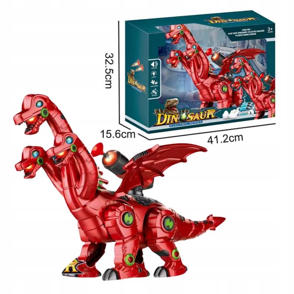 Three-Headed Dinosaur Laying Eggs, Rocket Launch, Light and Sound Effects