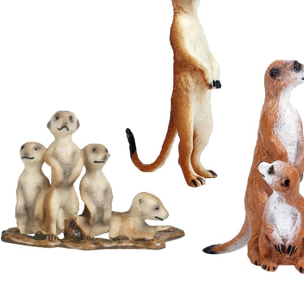 Gazechimp 3-piece Standing Meerkat Wild Animal Action Figure Set