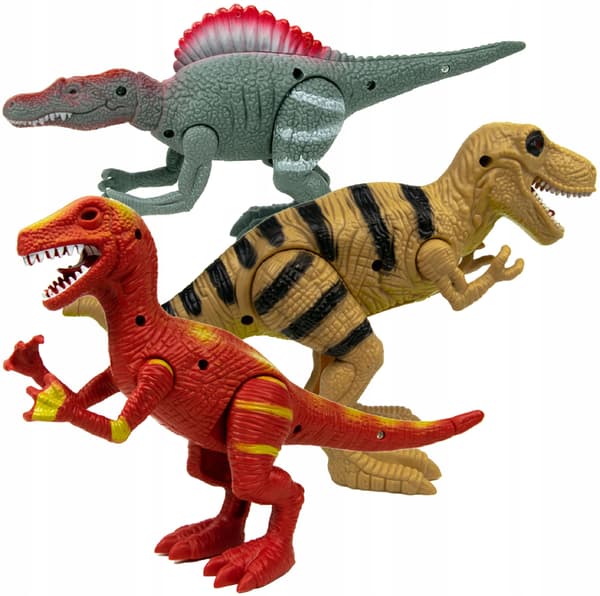 SET OF INTERACTIVE DINOSAUR FIGURINES THAT ROAR – 3 PIECES, 22 CM