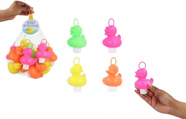 HENBRANDT plastic ducks, 20 pieces, size 7 cm, hooks in various colours, plastic