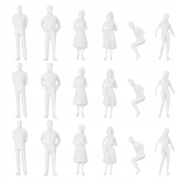 50 MINIATURE WHITE FIGURINES FOR MODELS AND DECORATIONS
