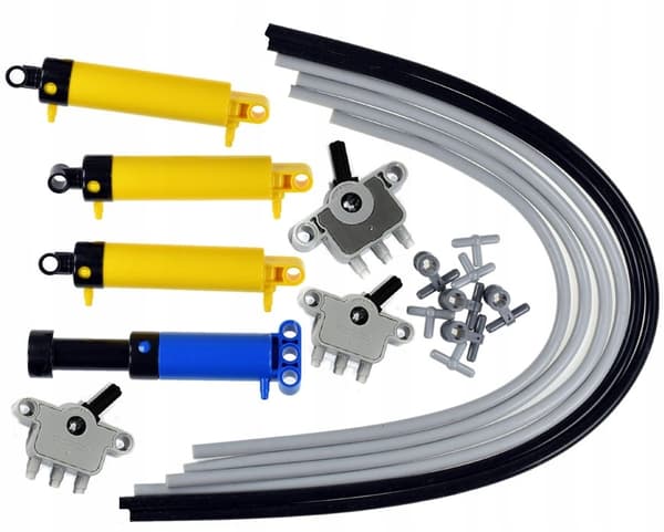 LEGO TECHNIC Pneumatic Elements: 3 yellow actuators, pneumatic pump