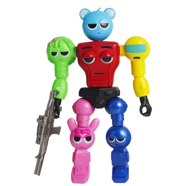 Set of 2 Sprunki mobile robot figurines – ASSEMBLY TOY, decorative model, 18 cm