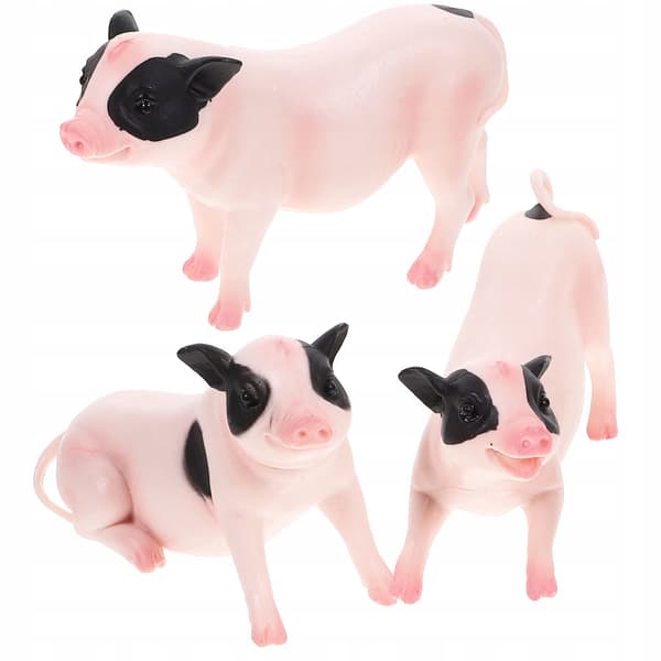 3 PVC PIG FIGURINES – REALISTIC DECORATIONS