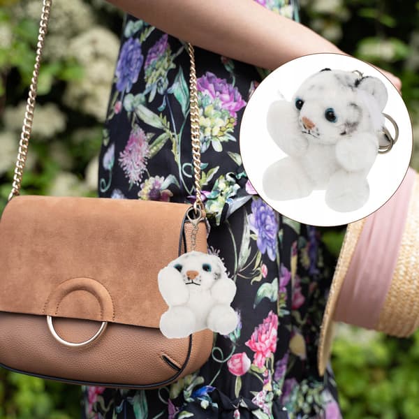 1 WHITE PLUSH TIGER HANGER FOR A HANDBAG OR BACKPACK