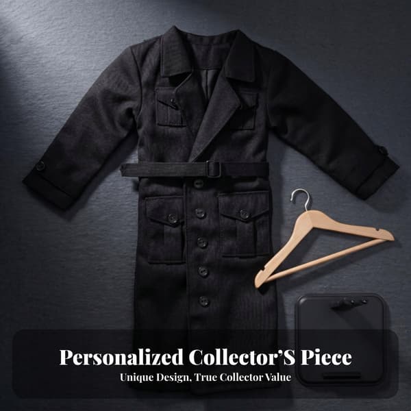 1/6 scale outerwear Coat Hip belt Black outerwear for dolls Coat