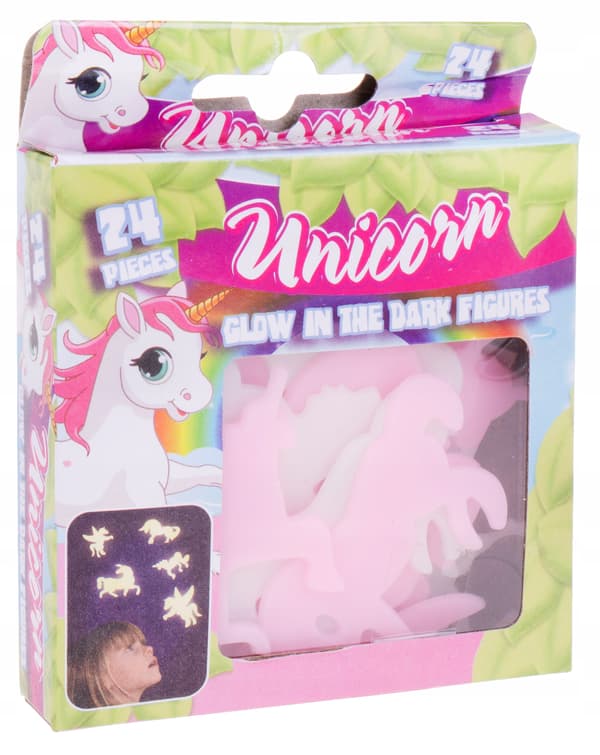Glow-in-the-dark stickers – unicorns, 24 pcs.