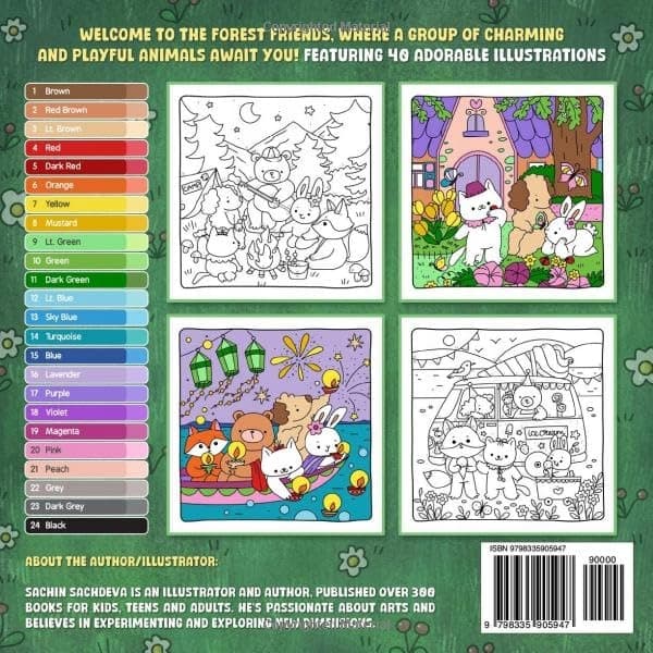 Sachdeva, Sachin Forest Friends Colour by Number: Super Cute Colouring Book f