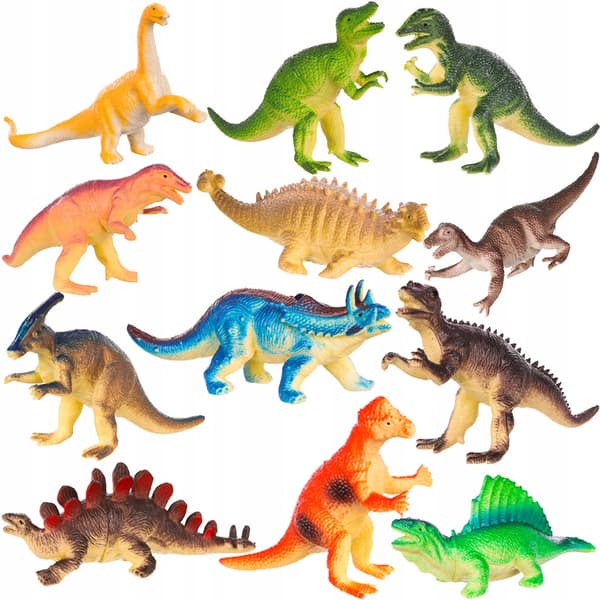 12 DINOSAUR FIGURES – LARGE COLOURFUL SET FOR CHILDREN – DINOSAURS – GIFT