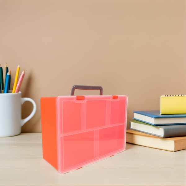 STORAGE BOX FOR BUILDING BLOCKS WITH A TRAY AND A SECURE LID THAT CLOSES WITH