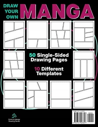 Manga Blank Drawing Templates: Ten Different Template Layouts; Single-Sid