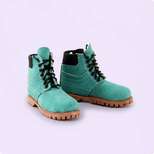 1:6 scale combat boots, high-top style 1:6 scale boots, handmade, light green