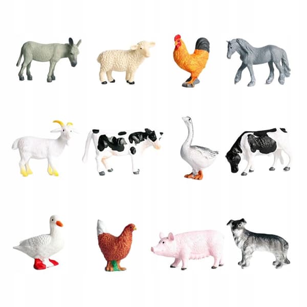 12 animal figurines, animals, micro-landscapes, accessories