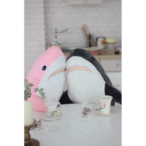 An elegant pink plush shark, 98 cm