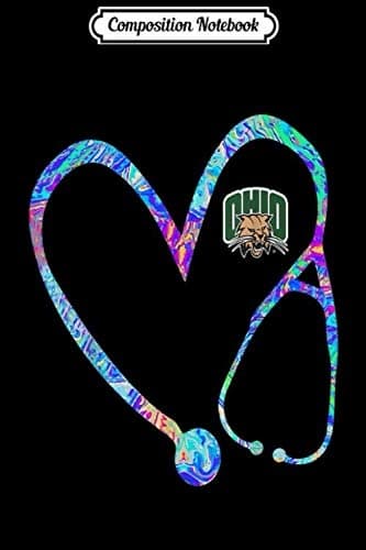 Composition Notebook: Ohio Bobcats Nurse – Stethoscope Heart – Rainbow Swirl