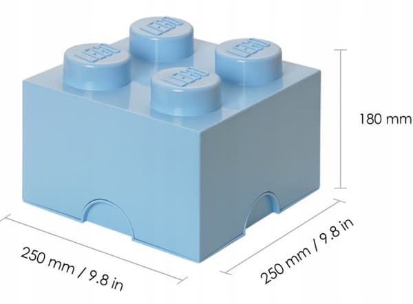 LEGO BRICK STORAGE CONTAINER, 4-COMPARTMENT, 2x2 BRICK, 25 CM, BLUE SORTING BOX