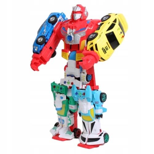 LARGE SET OF 5 SOUND-EFFECT ROBOT FIGURES THAT TRANSFORM INTO A CAR