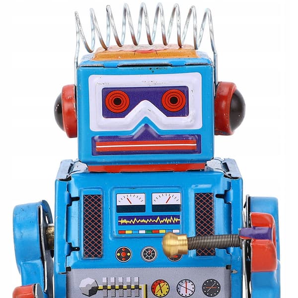 HAND-WINDING, HANDMADE VINTAGE ROBOT TIN DRUM