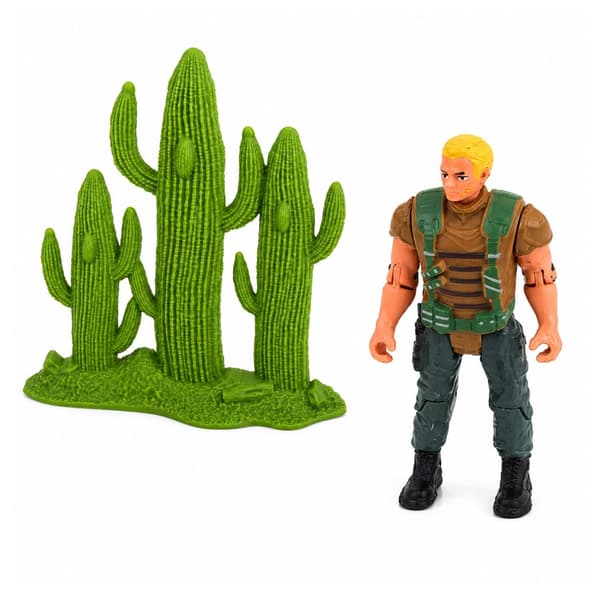 FIGURINE SET – DINOSAUR WITH MOVABLE LIMBS, HUNTER, WEAPON, NET