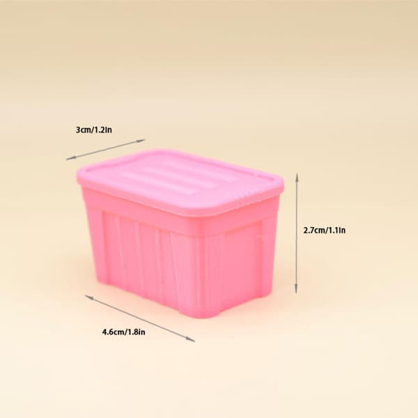 1:12 Doll’s House Storage Box Home Kitchen and Dining Room Props – Pink