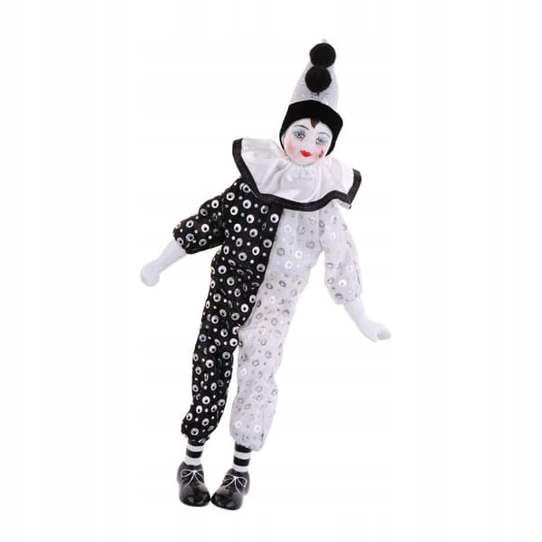 Porcelain clown doll – White + black