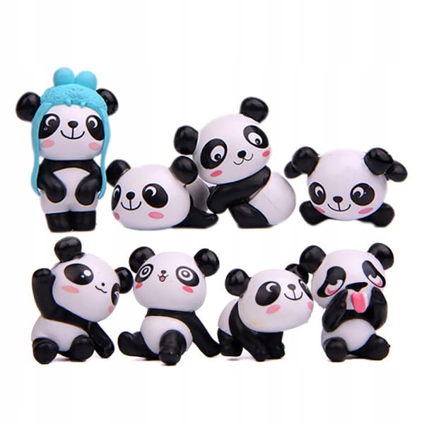 8-piece Panda figurine set – Panda toy collection