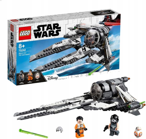 LEGO STAR WARS 75242 TIE Interceptor, Black Ace, Droid BB-8, Poe Dameron