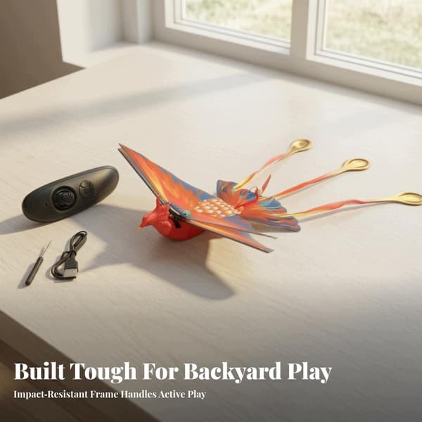 Interactive electric flying toy for birds with flapping wings for the RC Phoenix