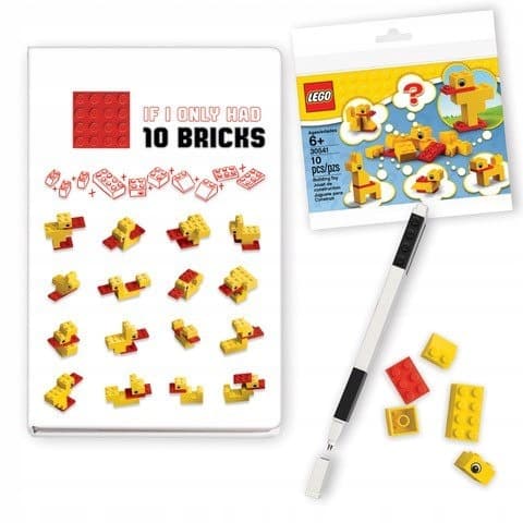 Lego Duckling Notebook 52283 with a set of bricks, a tile and a pen