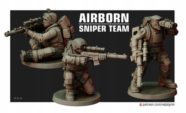 Airborn Sniper Team x3 Red Pilgrim Miniatures 28 m