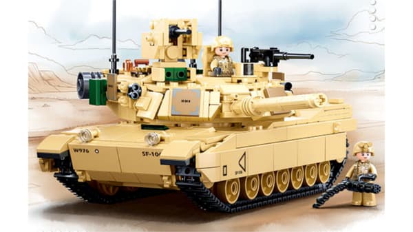 M1A2 ABRAMS TANK BUILDING BLOCKS – US ARMY + 2 MINIFIGURES + LEGO WEAPONS