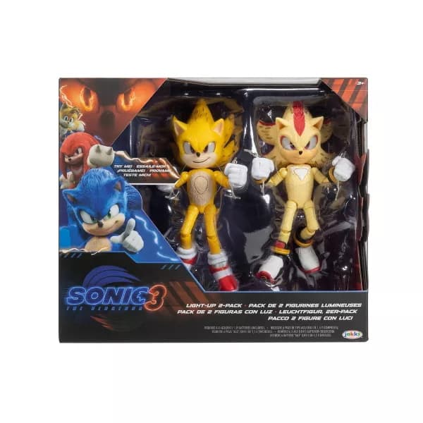 Sonic the Hedgehog 3 Light-Up Super Sonic and Super Shadow Figure Set