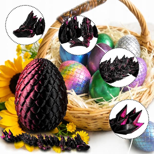 12-Piece Moving Dragon, Dragon Egg, 3D Figure with Crystal Light