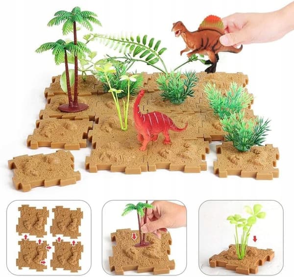 Set of realistic dinosaur figures with accessories – 85 pieces